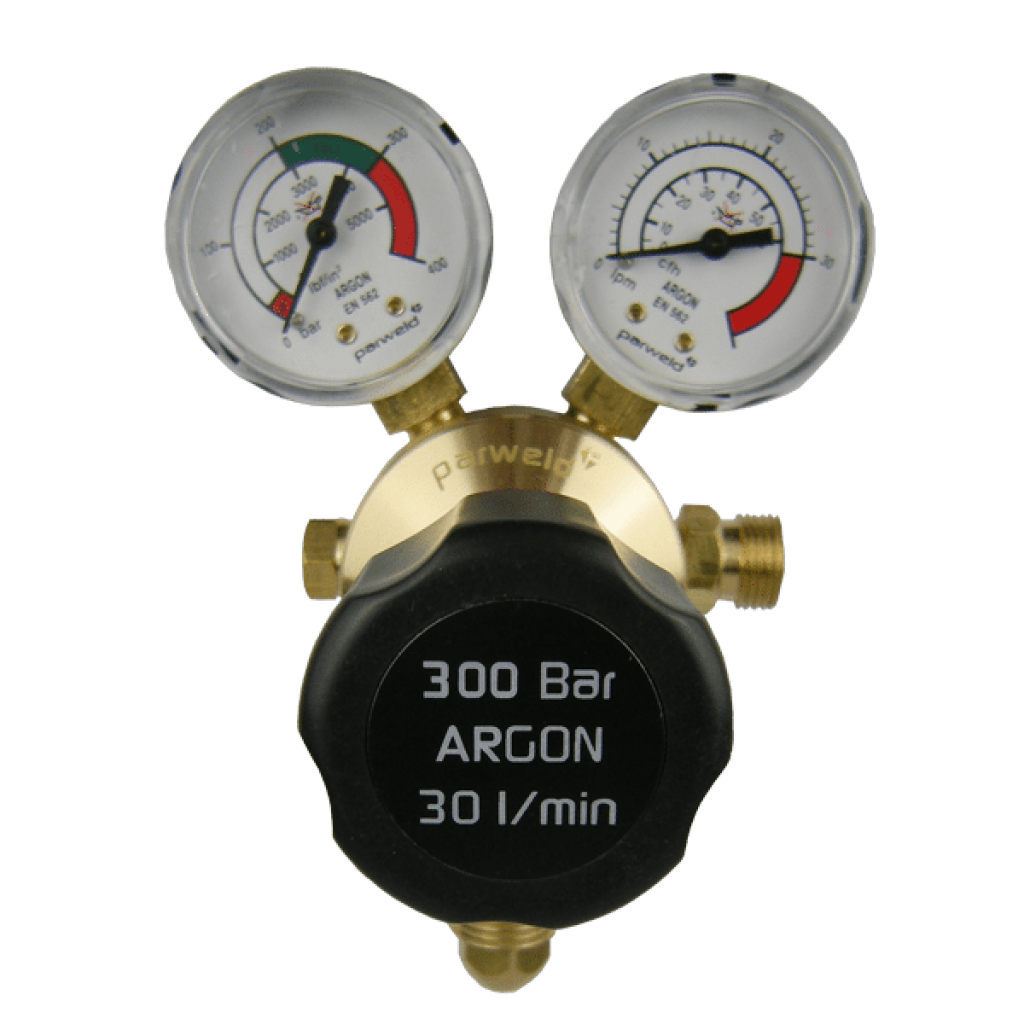 Shielding Gas Regulator Single Stage, 2 Guage, 300Bar. 30lpm flow