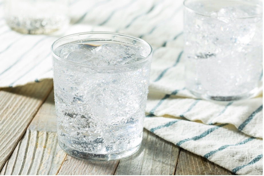 A glass of water with ice